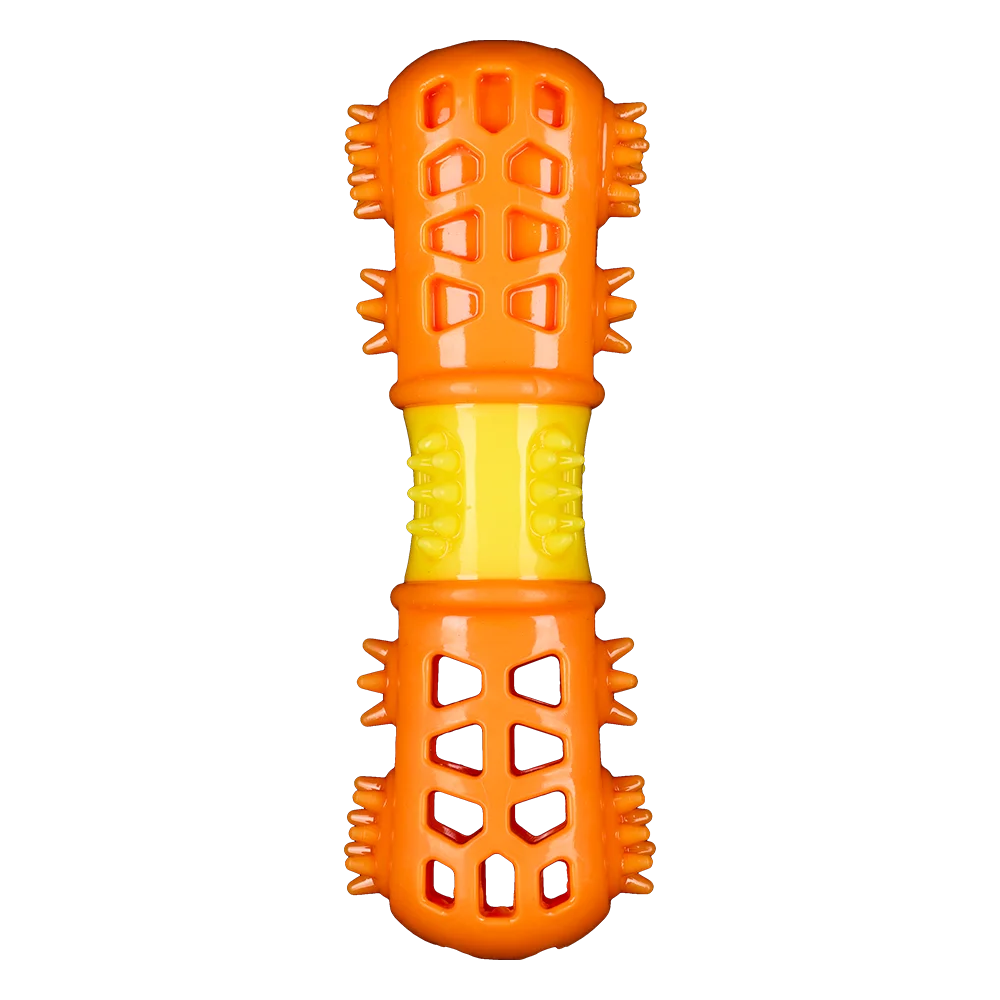 AnimAll GrizZzly Multi-Bone Toy with Squeaker for Dogs, Orange, S 18.7x6x4.2 cm