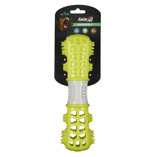 AnimAll GrizZzly Multi-Bone Toy with Squeaker for Dogs, Green, M 24.4x7.3x5.1 cm