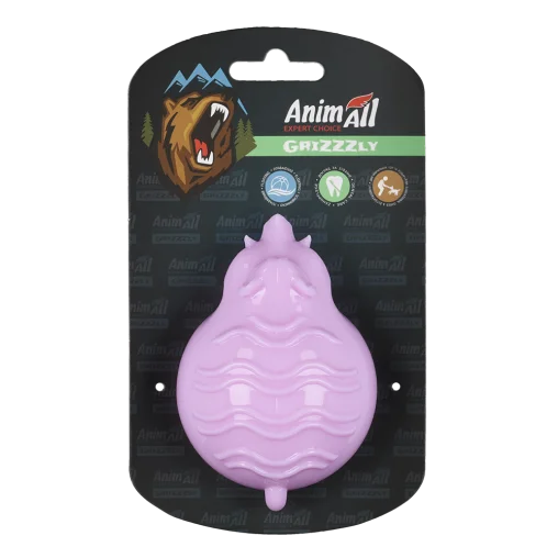 AnimAll GrizZzly Squeaky Wild Boar Dog Toy, Purple, 10х7х7,2 cm