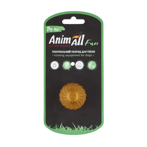 Мʼяч AnimAll Fun для собак хвиля з пищалкою, 45 мм, золотий