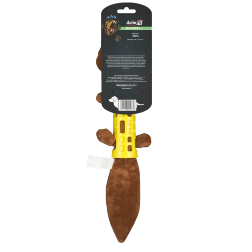 Іграшка AnimАll GrizZzly Білка з пищалкою для собак, матеріал поліестр, колір жовтий, 44х12 см
