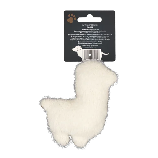 Іграшка AnimАll GrizZzly Лама мʼяка з пищалкою для собак, матеріал поліестр, 13х10 см