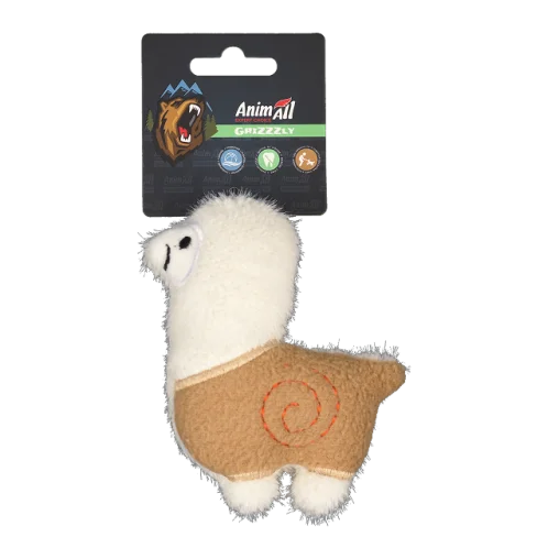 Іграшка AnimАll GrizZzly Лама мʼяка з пищалкою для собак, матеріал поліестр, 13х10 см
