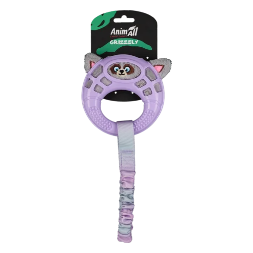 Іграшка AnimAll GrizZzly Єнот із поліестеровим шнуром для собак, колір фіолетовий, 29х13х3,5 см
