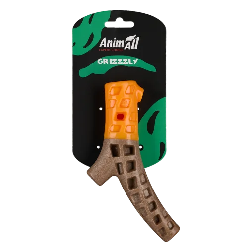 Іграшка AnimAll GrizZzly Дентальна гілка для собак, з додаванням деревного волокна, колір помаранчево-коричневий, 18,1х9,6х3,5 см