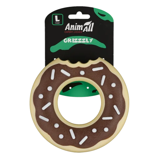 Іграшка AnimAll GrizZzly Пончик для собак, колір коричневий, розмір L 15х15х3,8 см