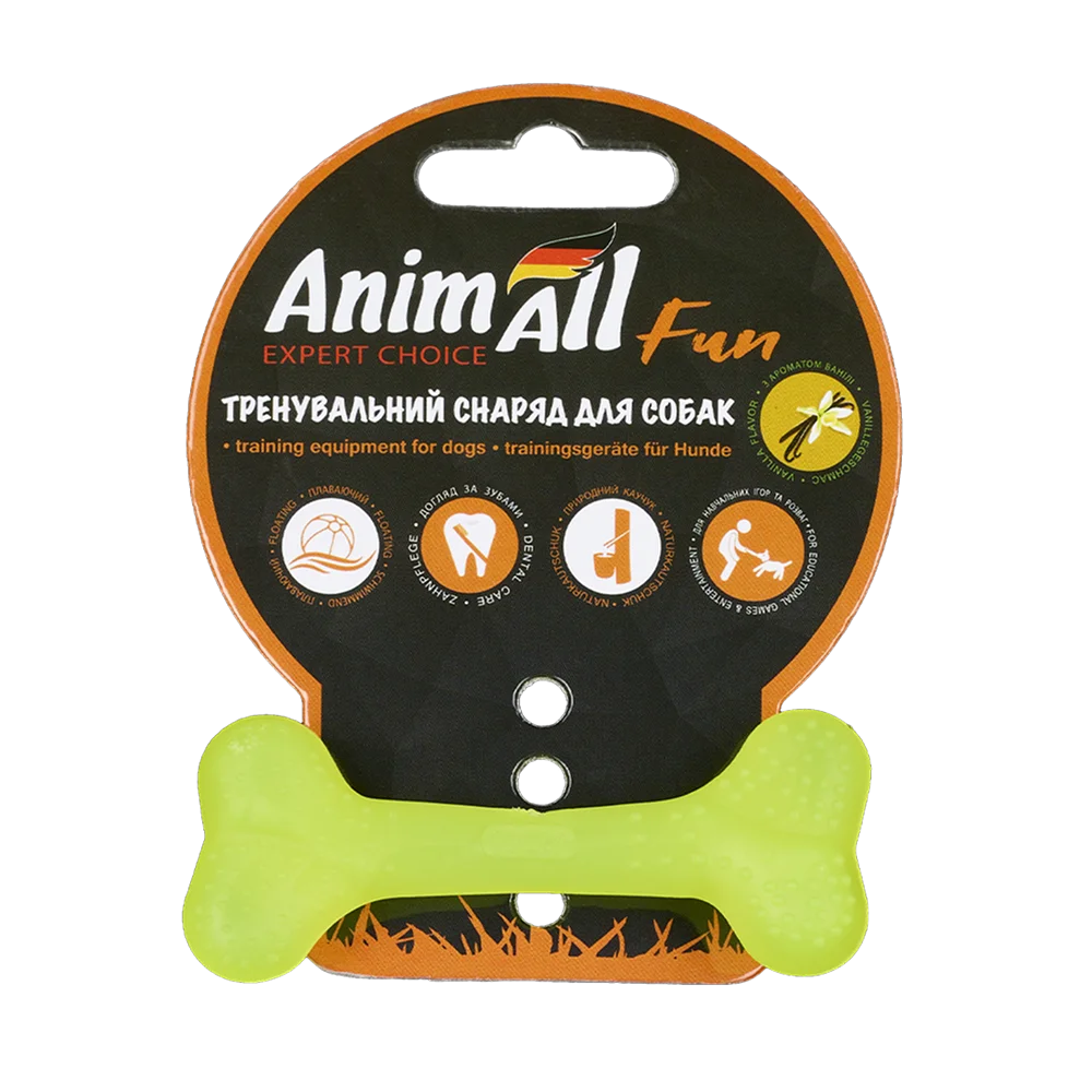 AnimAll Fun Vanilla-Scented Training Bone For Dogs, Yellow, 8 cm