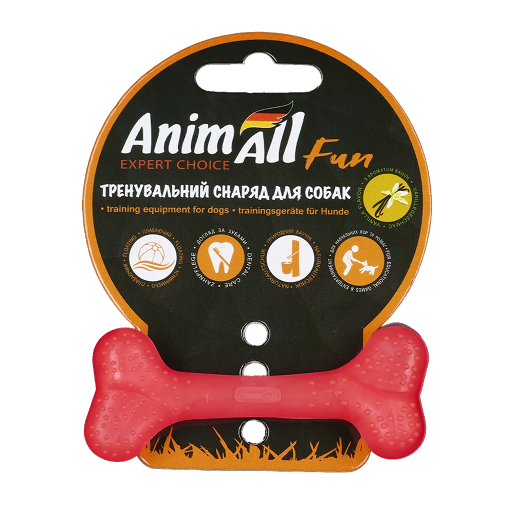 Іграшка AnimAll Fun Тренувальна шипована кістка для собак, з ароматом ванілі, колір помаранчевий, 8 см