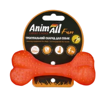 Іграшка AnimAll Fun Тренувальна шипована кістка для собак, з ароматом ванілі, колір помаранчевий, 12 см