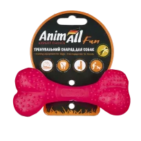 Іграшка AnimAll Fun Тренувальна шипована кістка для собак, з ароматом ванілі, колір кораловий, 12 см
