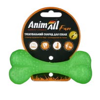 Іграшка AnimAll Fun Тренувальна шипована кістка для собак, з ароматом ванілі, колір зелений, 12 см