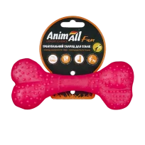 Іграшка AnimAll Fun Тренувальна шипована кістка для собак, з ароматом ванілі, колір кораловий, 15 см