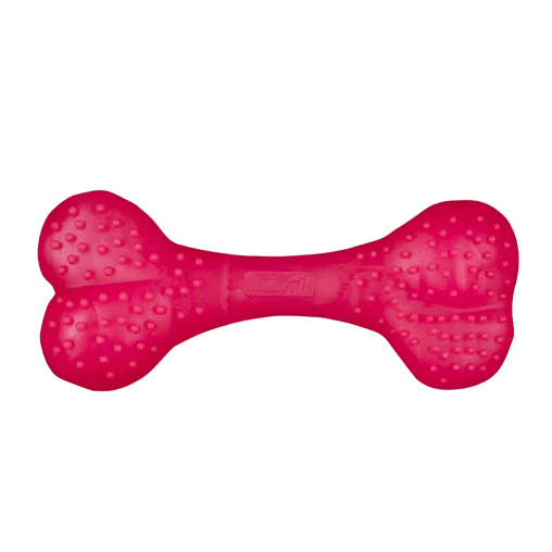 AnimAll Fun Dog Training Spiked Bone Toy, Vanilla Scented, Coral, 15 cm