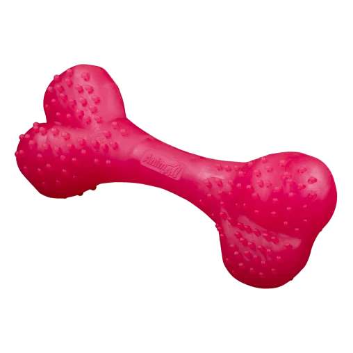 AnimAll Fun Dog Training Spiked Bone Toy, Vanilla Scented, Coral, 15 cm