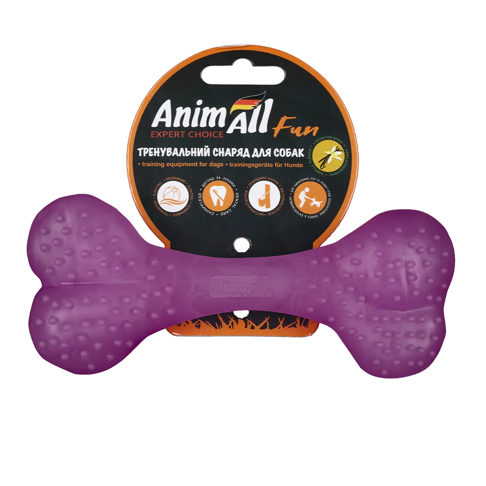 AnimAll Fun Vanilla-Scented Training Bone For Dogs, Purple, 15 cm