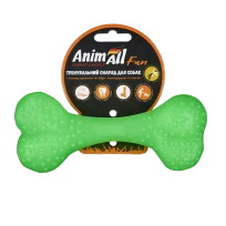 Іграшка AnimAll Fun Тренувальна шипована кістка для собак, з ароматом ванілі, колір зелений, 15 см