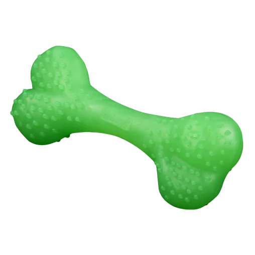 AnimAll Fun Dog Training Spiked Bone Toy, Vanilla Scented, Green, 15 cm