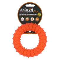 Іграшка AnimAll Fun Тренувальне шиповане кільце для собак, з ароматом ванілі, колір помаранчевий, 12 см