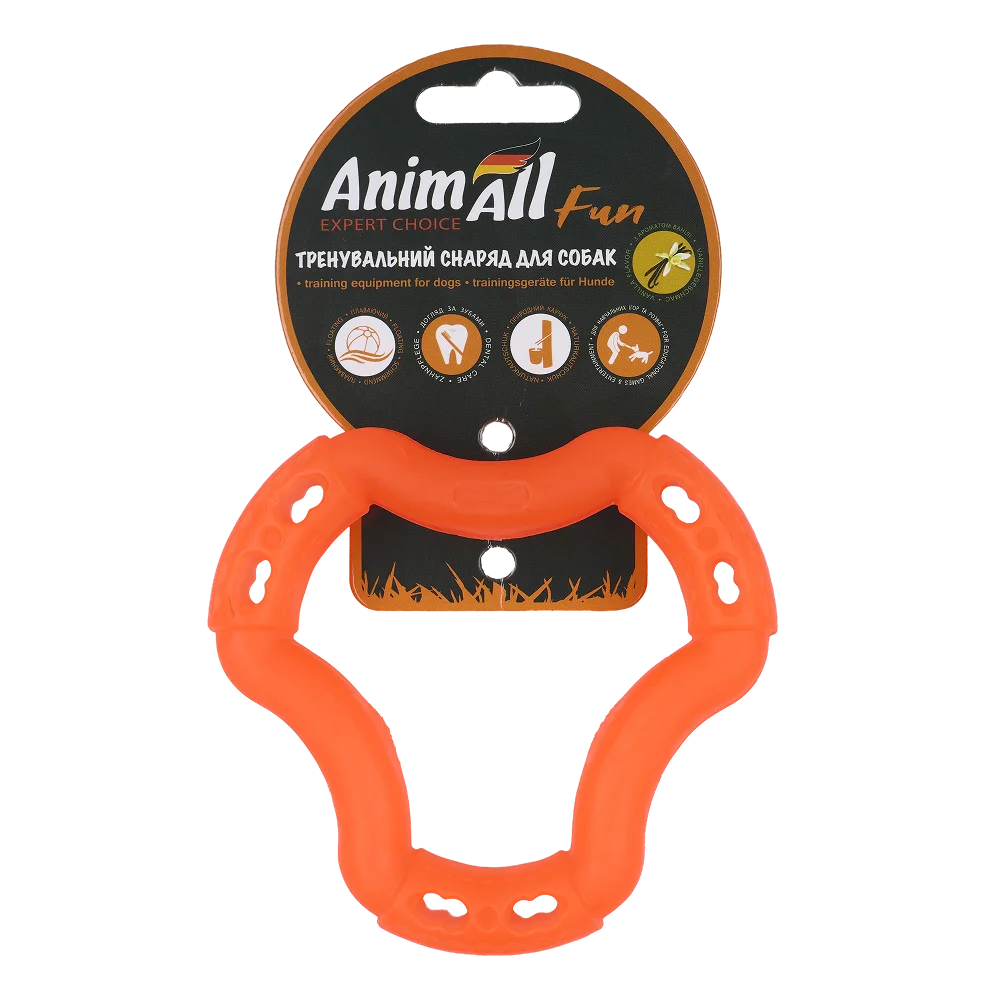 Іграшка AnimAll Fun Тренувальне кільце для собак, з ароматом ванілі, колір помаранчевий, 12 см