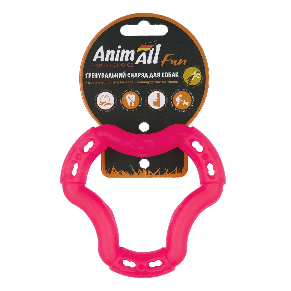 Іграшка AnimAll Fun Тренувальне кільце для собак, з ароматом ванілі, колір кораловий, 12 см