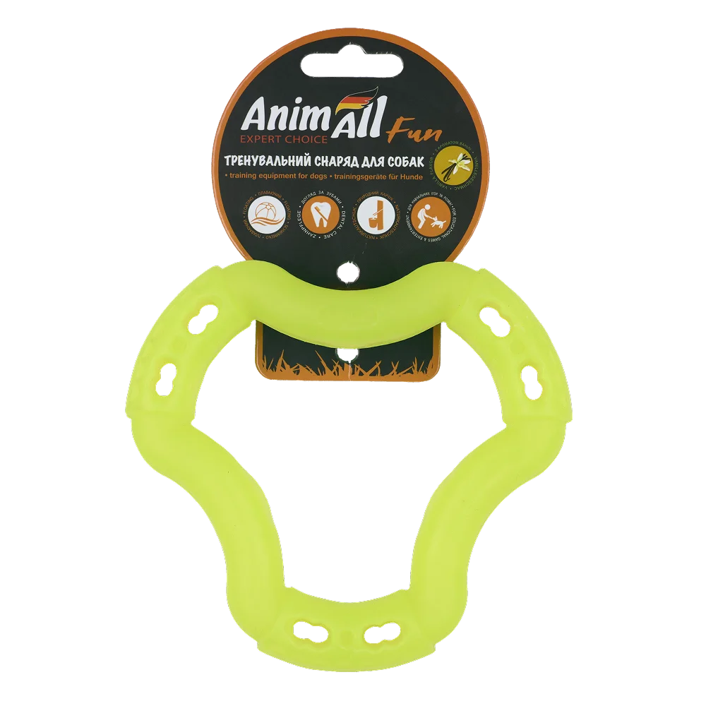 Іграшка AnimAll Fun Тренувальне кільце для собак, з ароматом ванілі, колір жовтий, 15 см