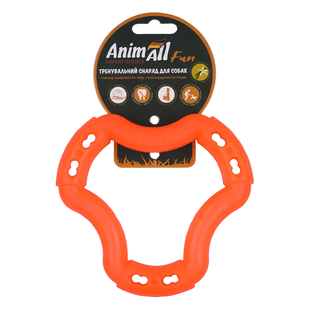 Іграшка AnimAll Fun Тренувальне кільце для собак, з ароматом ванілі, колір помаранчевий, 15 см