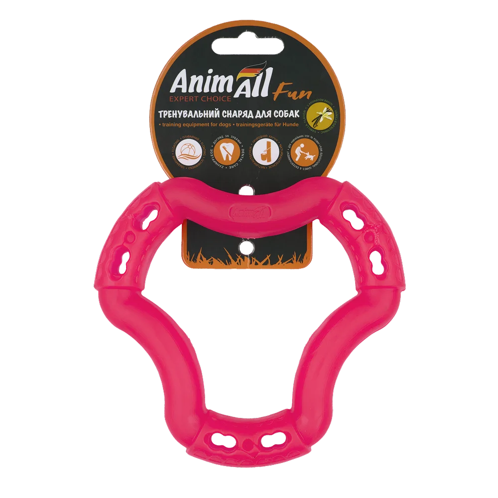 Іграшка AnimAll Fun Тренувальне кільце для собак, з ароматом ванілі, колір кораловий, 15 см