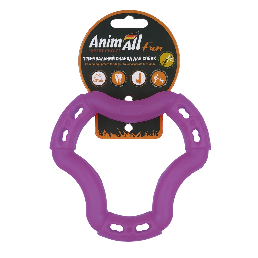 Іграшка AnimAll Fun Тренувальне кільце для собак, з ароматом ванілі, колір фіолетовий, 15 см