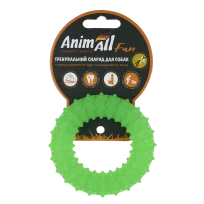 Іграшка AnimAll Fun Тренувальне шиповане кільце для собак, з ароматом ванілі, колір зелений, 9 см