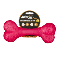 Іграшка AnimAll Fun Тренувальна шипована кістка для собак, з ароматом ванілі, колір кораловий, 25 см