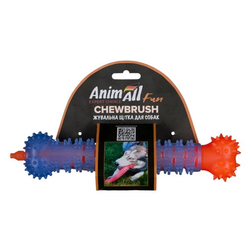 AnimAll Fun Vanilla-Scented Chew Toy Brush-Shaped, Orange-Blue, 24 cm