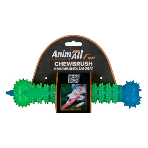 AnimAll Fun Vanilla-Scented Chew Toy Toothbrush-Shaped, Blue-Green, 24 cm