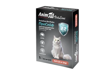 AnimAll VetLine ProSafe spot-on antiparasitic drops for cats from 0.6 to 2.5 kg, 1 tube 0.3 ml (combined)