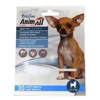 Краплі AnimAll VetLine Spot-On від бліх і кліщів для собак вагою 1.5-4 кг