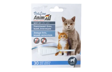 Drops AnimAll VetLine Spot on against fleas, lice, hair eaters, for cats up to 4 kg, 0.5 ml