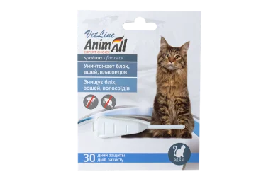 AnimAll VetLine Spot-On drops against fleas, lice, hair eaters, for cats from 4 to 10 kg, 1 ml