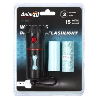 Диспенсер-ліхтарик AnimAll зі змінними пакетами, колір червоний, 3 рулон | 15 пакетів