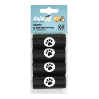 Пакети AnimAll для прибирання за тваринами, колір чорний, 4 рулони | 15 пакетів