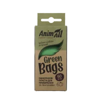 Біорозкладні пакети AnimAll GreenBags для прибирання за тваринами, колір зелений, 4 рулони | 15 пакетів