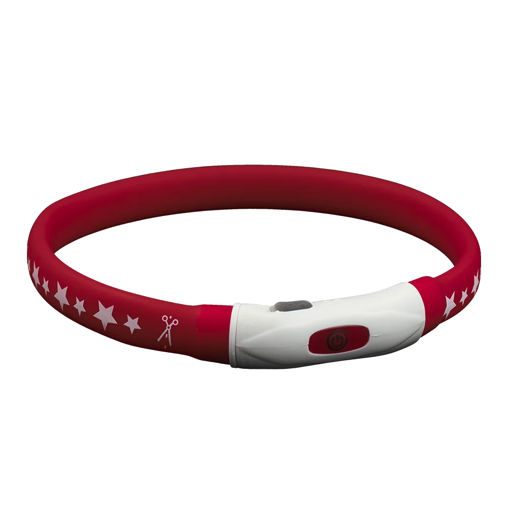 LED-нашийник AnimAll для собак, з зарядним USB-кабелем, колір червоний, 40 см