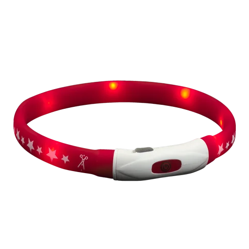 LED-нашийник AnimAll для собак, з зарядним USB-кабелем, колір червоний, 40 см