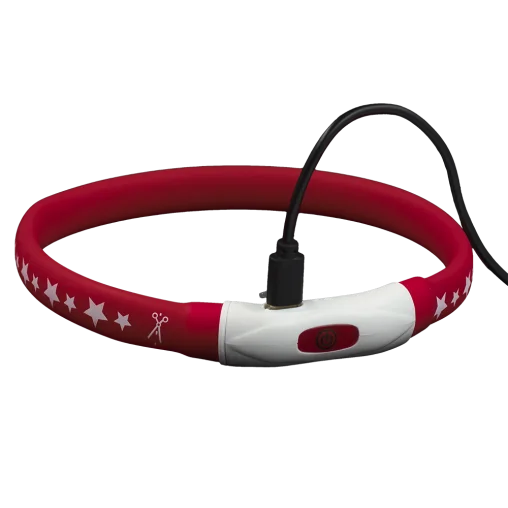 LED-нашийник AnimAll для собак, з зарядним USB-кабелем, колір червоний, 40 см