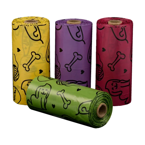 AnimAll Waste Bags Disposable Dog Waste Bags, Assorted Colors, 4x15 packs